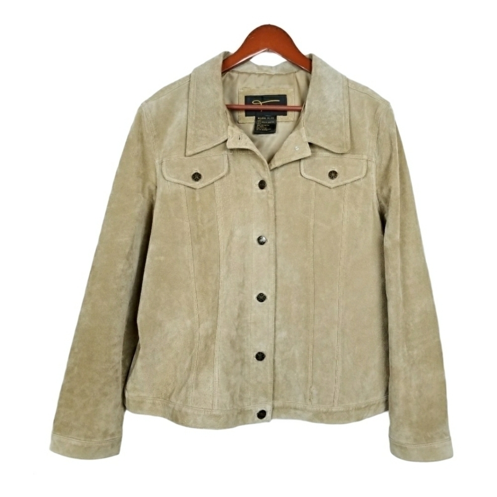FABIO Suede khaki Leather jacket sz XL